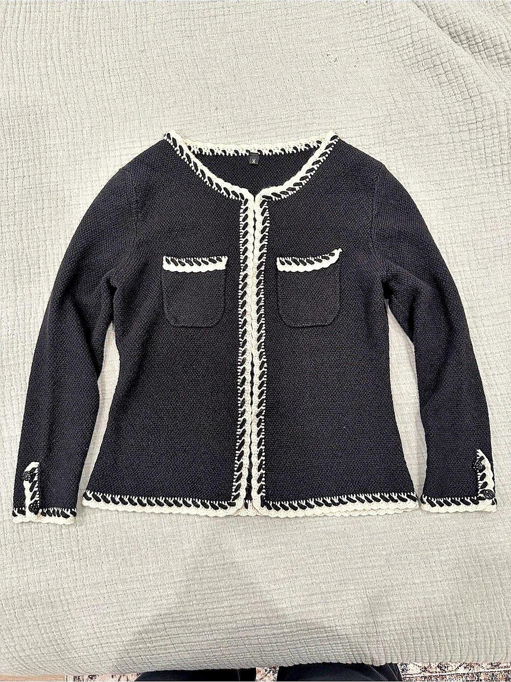 Black and cream trimmed cardigan
